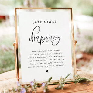 JOLIE Minimal Late Night Diapers Baby Shower Game Poster