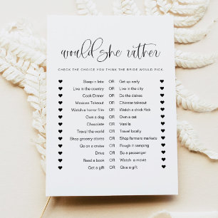 JOLIE Minimal Would She Rather Bridal Shower Game Invitation
