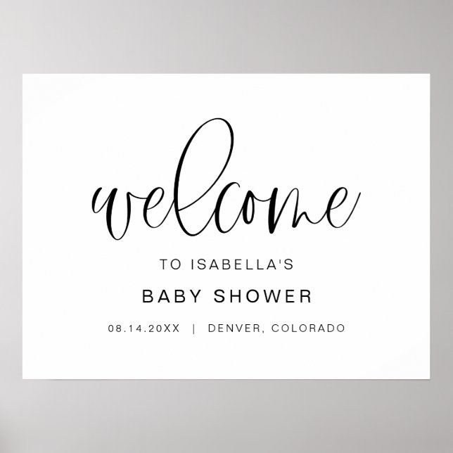 JOLIE Minimalist Boho Baby Shower Welcome Poster (Front)