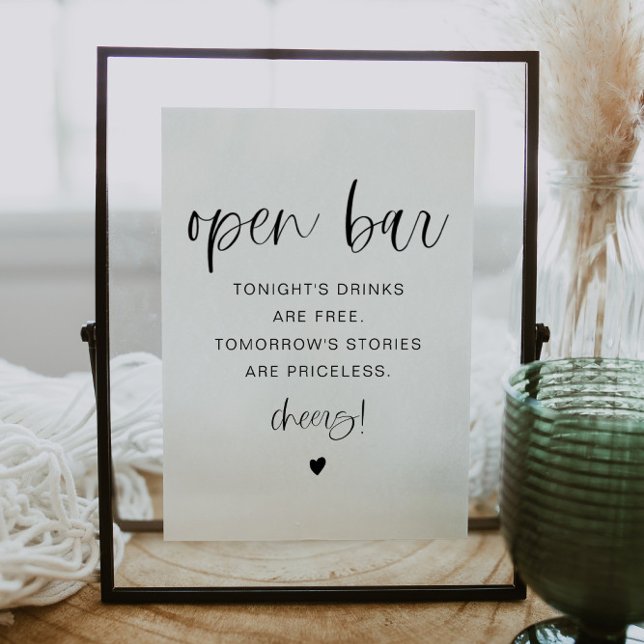 JOLIE Minimalist Boho Funny Open Bar Sign Invitation (Creator Uploaded)
