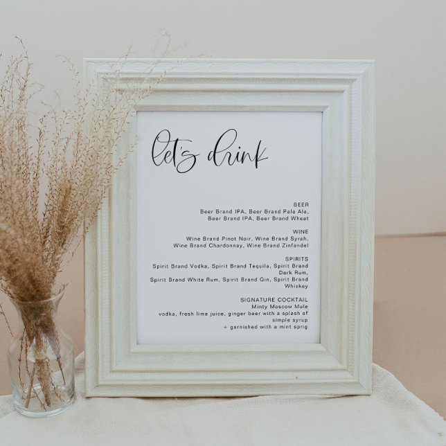 JOLIE Minimalist Boho Let's Drink Bar Menu Sign (Creator Uploaded)