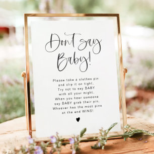 JOLIE Minimalist Don't Say Baby Shower Game Sign