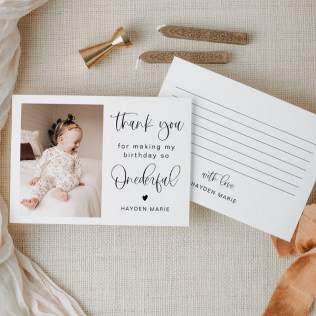 JOLIE Minimalist Fun Onederful Birthday Thank You Invitation (Creator Uploaded)