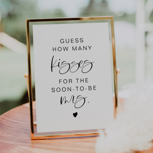 JOLIE Minimalist Guess How Many Kisses Bridal Sign Invitation (Creator Uploaded)