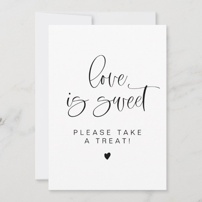 JOLIE Minimalist Love is Sweet Treat Favor Sign Invitation (Front)