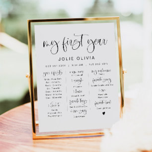 JOLIE Modern Minimalist Boho First Year Milestone Poster