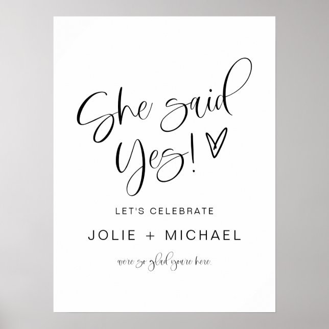 JOLIE She Said Yes Engagement Party Welcome Poster (Front)