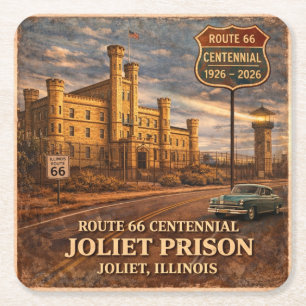 Joliet Prison Route 66 Barware Square Paper Coaster
