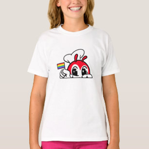 JOLLIBEE PEEKING GAY PRIDE FLAG FILIPINO BACK PRIN T-Shirt