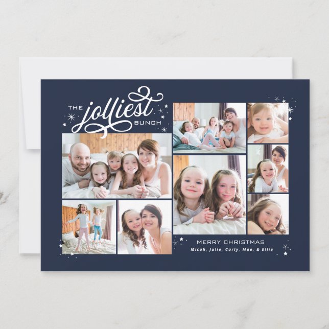 Jolliest Bunch Multi Photo Holiday Newsletter Card (Front)