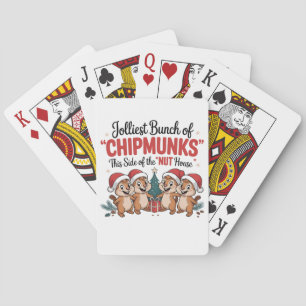 Jolliest Bunch of Chipmunks Funny Rodents Xmas Playing Cards