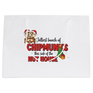 Jolliest Bunch of Chipmunks This Side Christmas Large Gift Bag