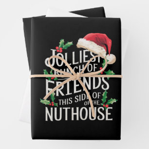 Jolliest Bunch Of Friends Xmas Matching Sarcastic Wrapping Paper Sheet