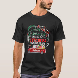 Jolliest Bunch Teacher Christmas Buffalo Plaid Tea T-Shirt