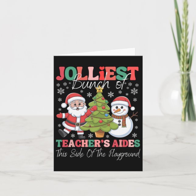 Jolliest Teacher's Aides Christmas Playground Funn Card (Front)