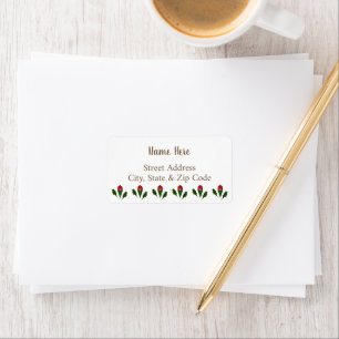 Jolly Abstract Red Roses Garden, Green Holly Brown Label