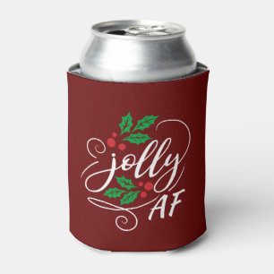 Jolly AF Christmas Beer Drinking Humour Red Can Cooler