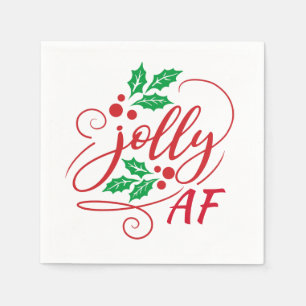 Jolly AF Christmas Holly Party Drinking Humour Napkin