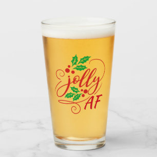 Jolly AF Christmas Party Drinking Humor Glass