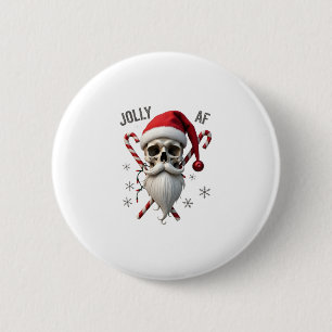 Jolly Af Christmas Skull Santa Hat Happy Xmas Holi 6 Cm Round Badge