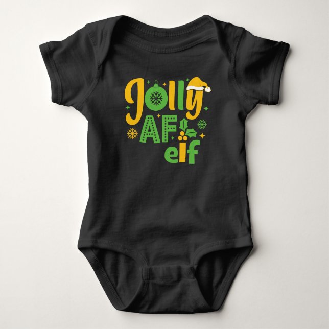 Jolly AF Elf  Baby Bodysuit (Front)