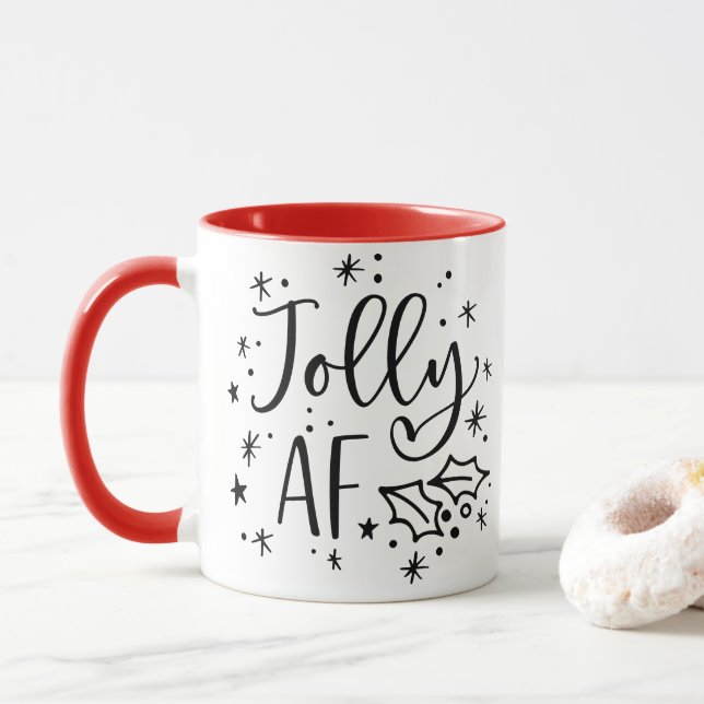 Jolly AF | Fun Christmas Drinking Humour Mug (With Donut)