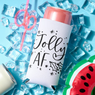 Jolly AF Fun Christmas Drinking Humour Seltzer Can Cooler
