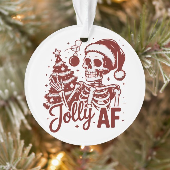 Jolly Af Skeleton Snarky Christmas Sarcastic Funny Ornament (Tree)