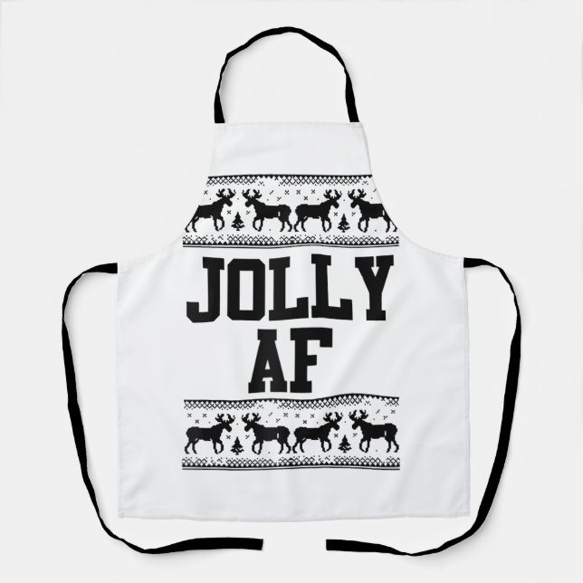 Jolly AF ugly Christmas sweater funny xmas gift fo Apron (Front)