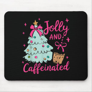 Jolly &amp; Caffeinated Coffee Coquette Bow Xmas T Mouse Mat