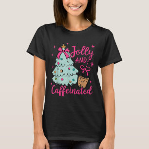 Jolly & Caffeinated Coffee Coquette Bow Xmas T T-Shirt
