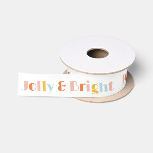 Jolly and Bright Colourful Retro Modern Christmas Satin Ribbon