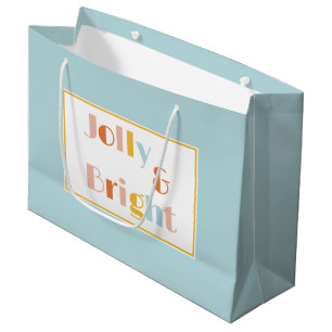 Jolly and Bright Solid Light Blue Christmas Large Gift Bag