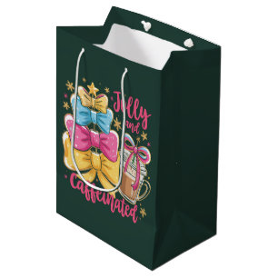 Jolly and Caffeinated Preppy Xmas Coffee Coquette Medium Gift Bag