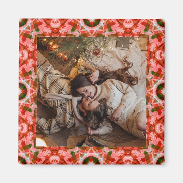 Jolly and Festive Christmas Photo Picture Frame Magnet (Front)