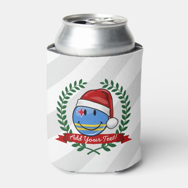 Jolly Aruba Flag Christmas Style Can Cooler (Can Front)