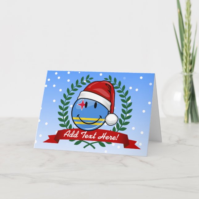 Jolly Aruba Flag Christmas Style Holiday Card (Front)