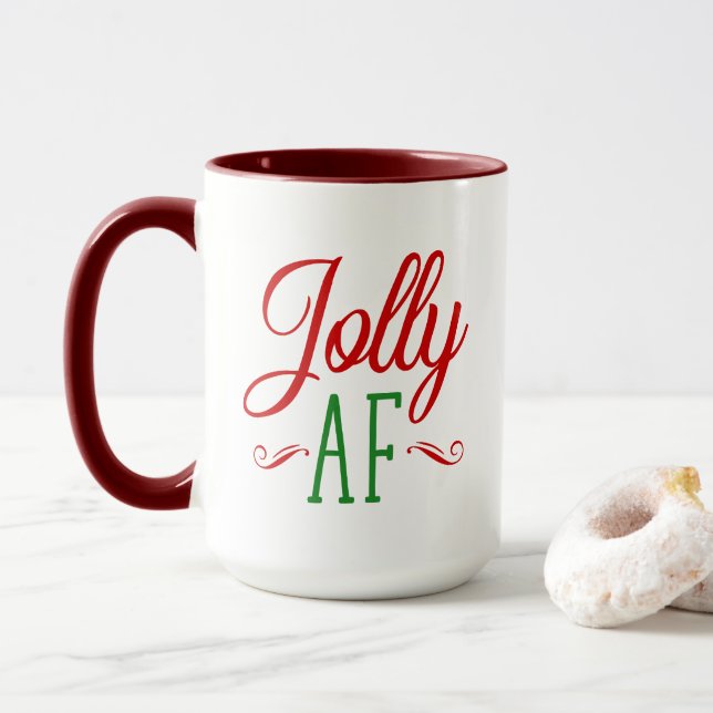 Jolly As F*** Funny Christmas Spirits Gift Mug (With Donut)