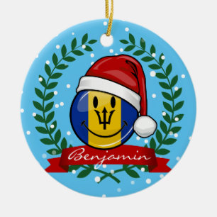 Jolly Barbados Flag Christmas Style Ceramic Tree Decoration