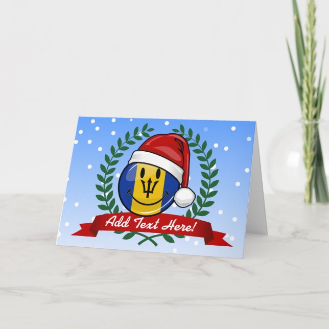 Jolly Barbados Flag Christmas Style Holiday Card (Front)