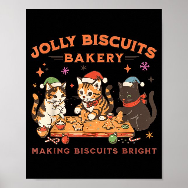 Jolly Biscuits Bakery Vintage Family Christmas Bak Poster (Front)