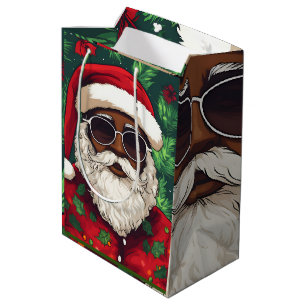 Jolly Black Santa Christmas Gift Bag
