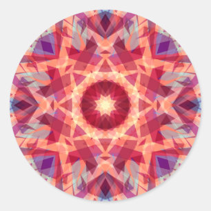 Jolly Bright Red Golden Christmas Star Decorative Classic Round Sticker