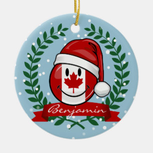 Jolly Canadian Flag Christmas Style Ceramic Tree Decoration