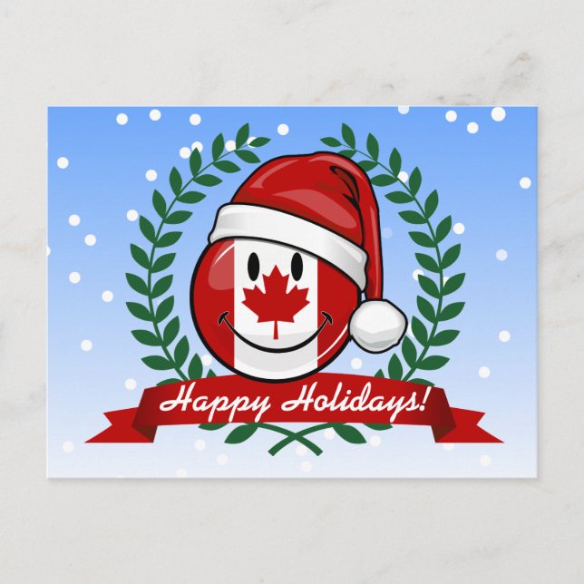 Jolly Canadian Flag Christmas Style Holiday Postcard (Front)