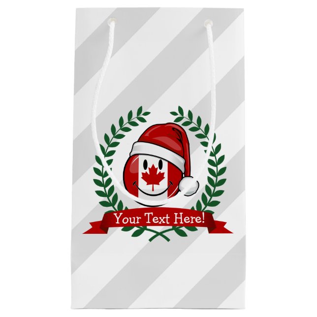 Jolly Canadian Flag Christmas Style Small Gift Bag (Front)