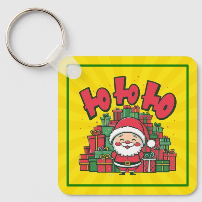 Jolly Cartoon Santa Christmas-67748 Key Ring (Front)
