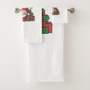 Jolly Cartoon Santa Christmas Bath Towel Set