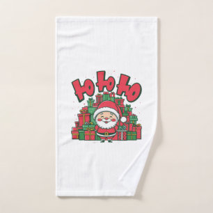 Jolly Cartoon Santa Christmas Hand Towel