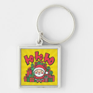 Jolly Cartoon Santa Christmas Key Ring